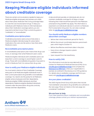 Anthem Rx Group Anthem 2025 Small Group Creditable Coverage List | Towne Benefits