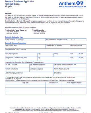 Anthem Rx Group Anthem 2025 Small Group Employer Group Application | Towne Benefits