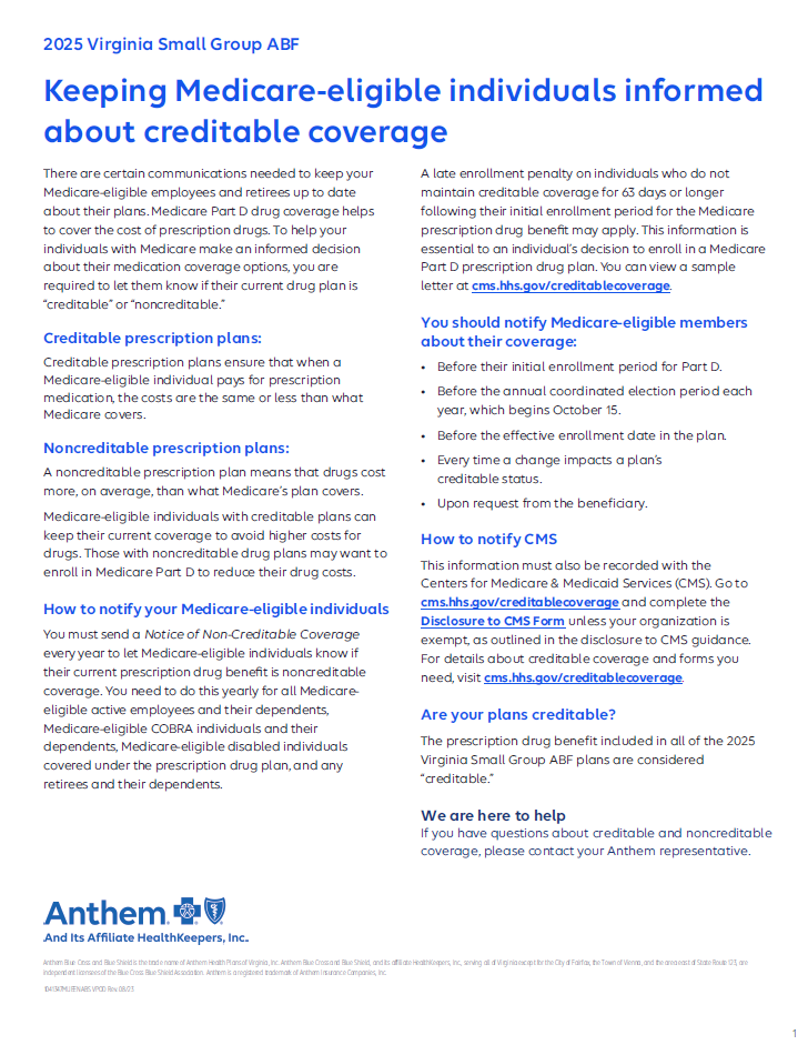 Anthem 2025 Balanced Funding Creditable Coverage List